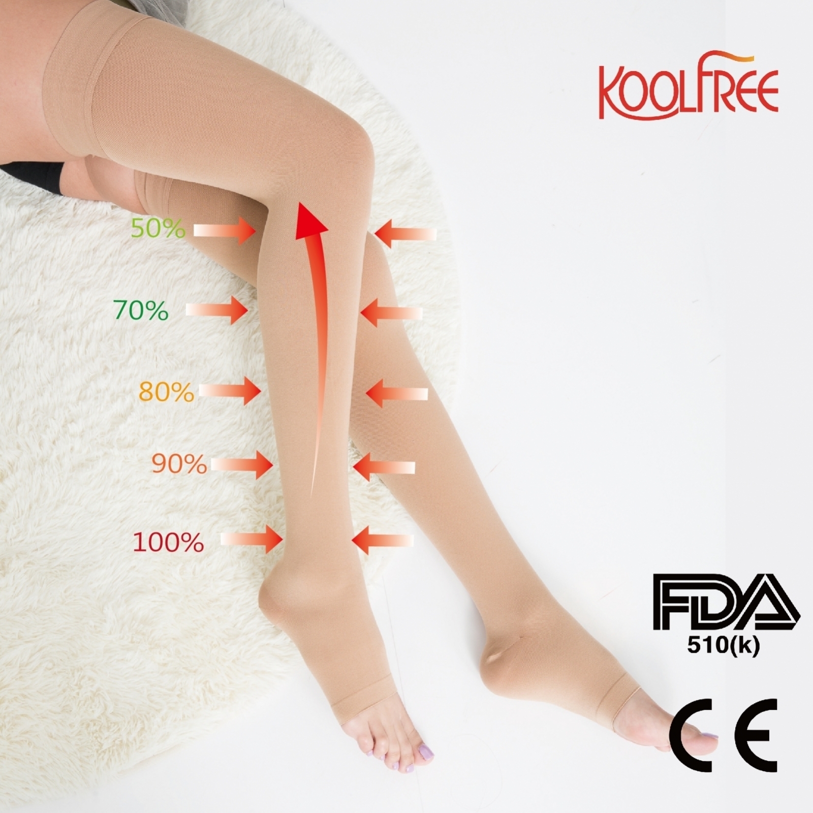 (Microfiber) Compression Open Toe Stockings 2332mmHg Compression